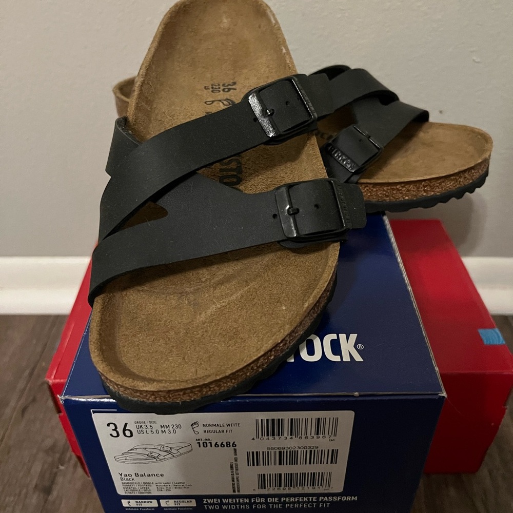Birkenstock Yao Birko-Flor  Women's Black Sandals